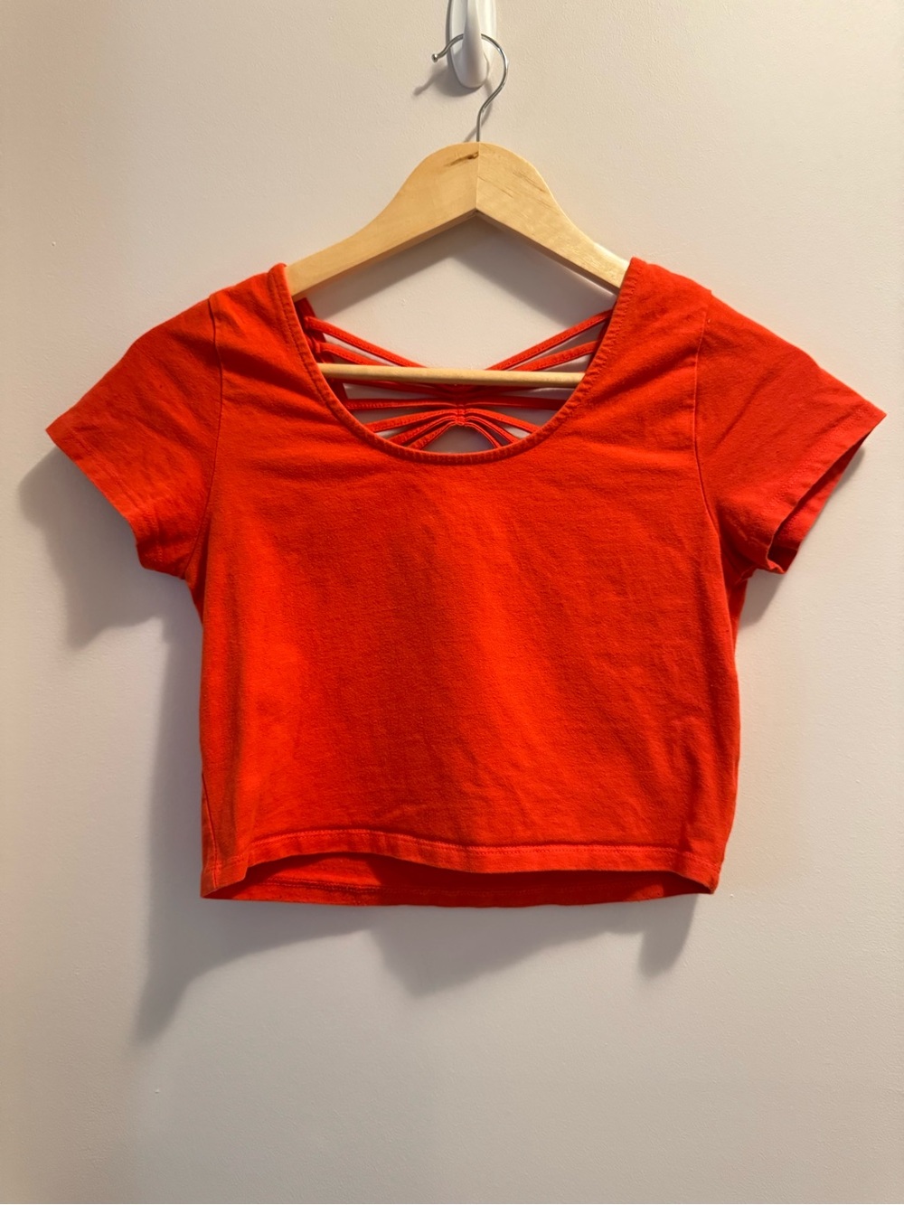 Primark Bright Burnt Orange Criss Cross Back Crop Top Size 8